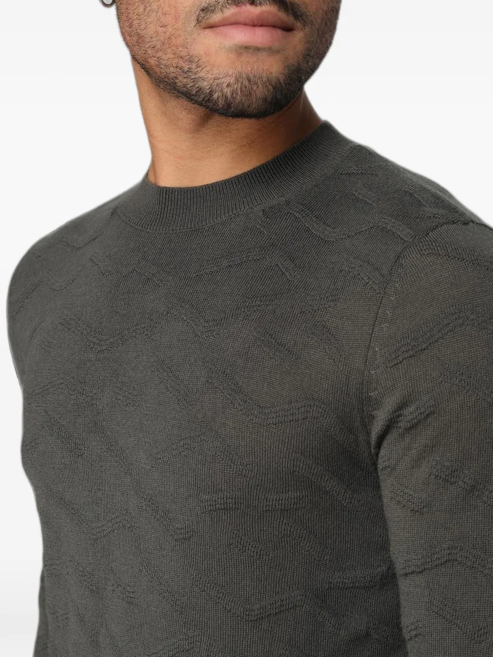 Emporio Armani Gebreide trui met textuur Groen