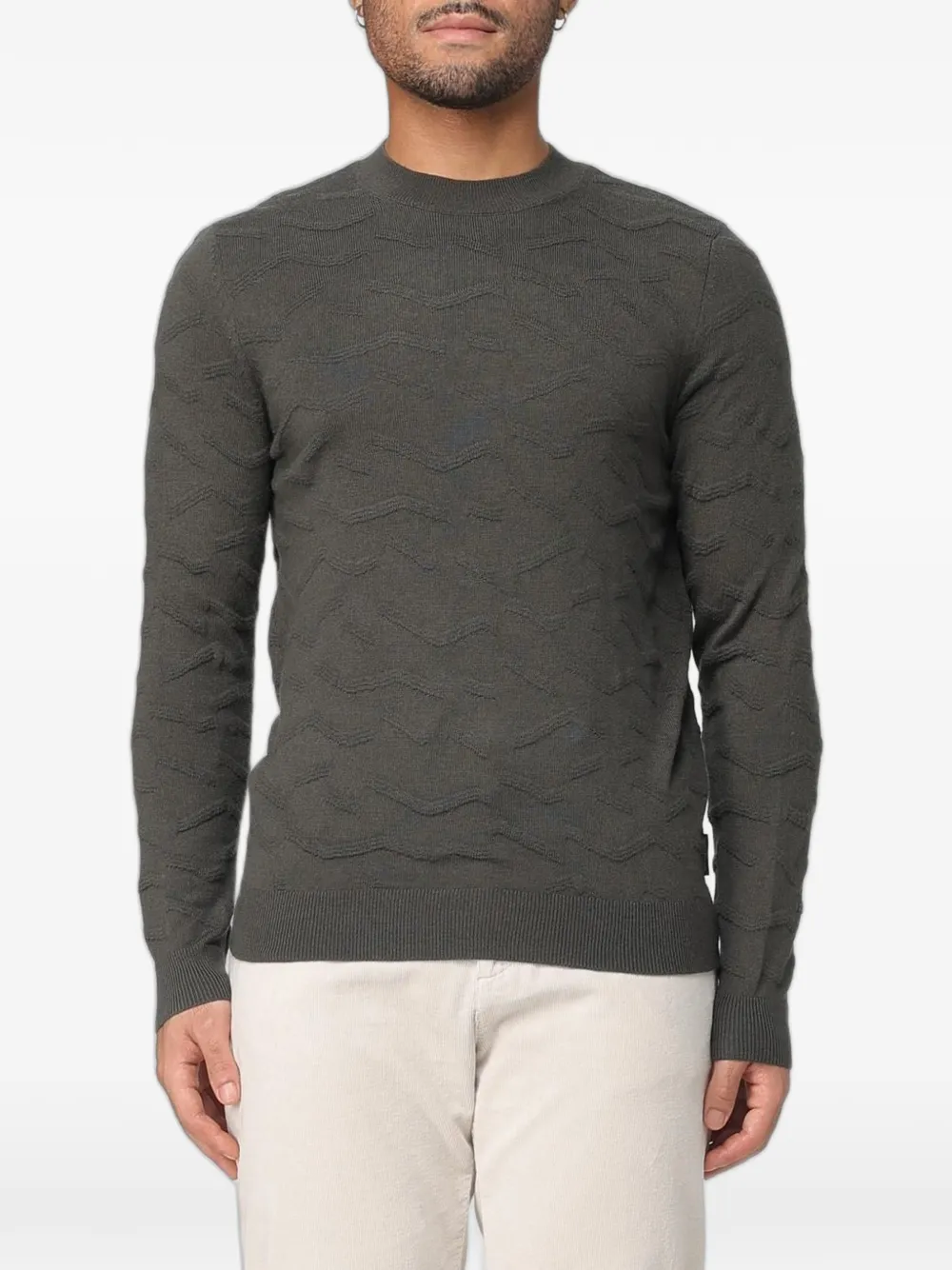 Emporio Armani textured-knit sweater - Verde