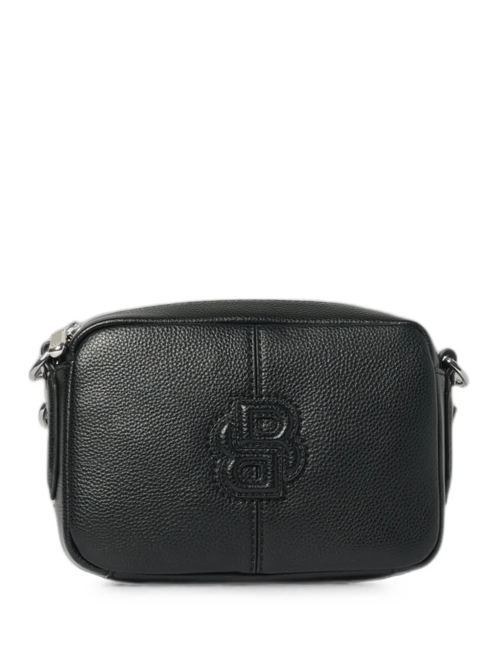 BOSS logo-embossed grained shoulder bag - Nero
