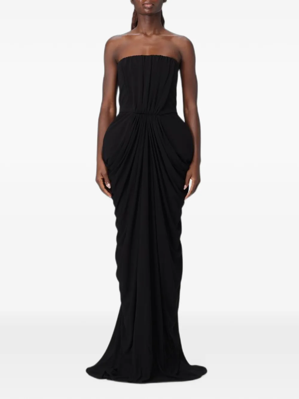 Stella Mccartney Draped Strapless Gown In Black