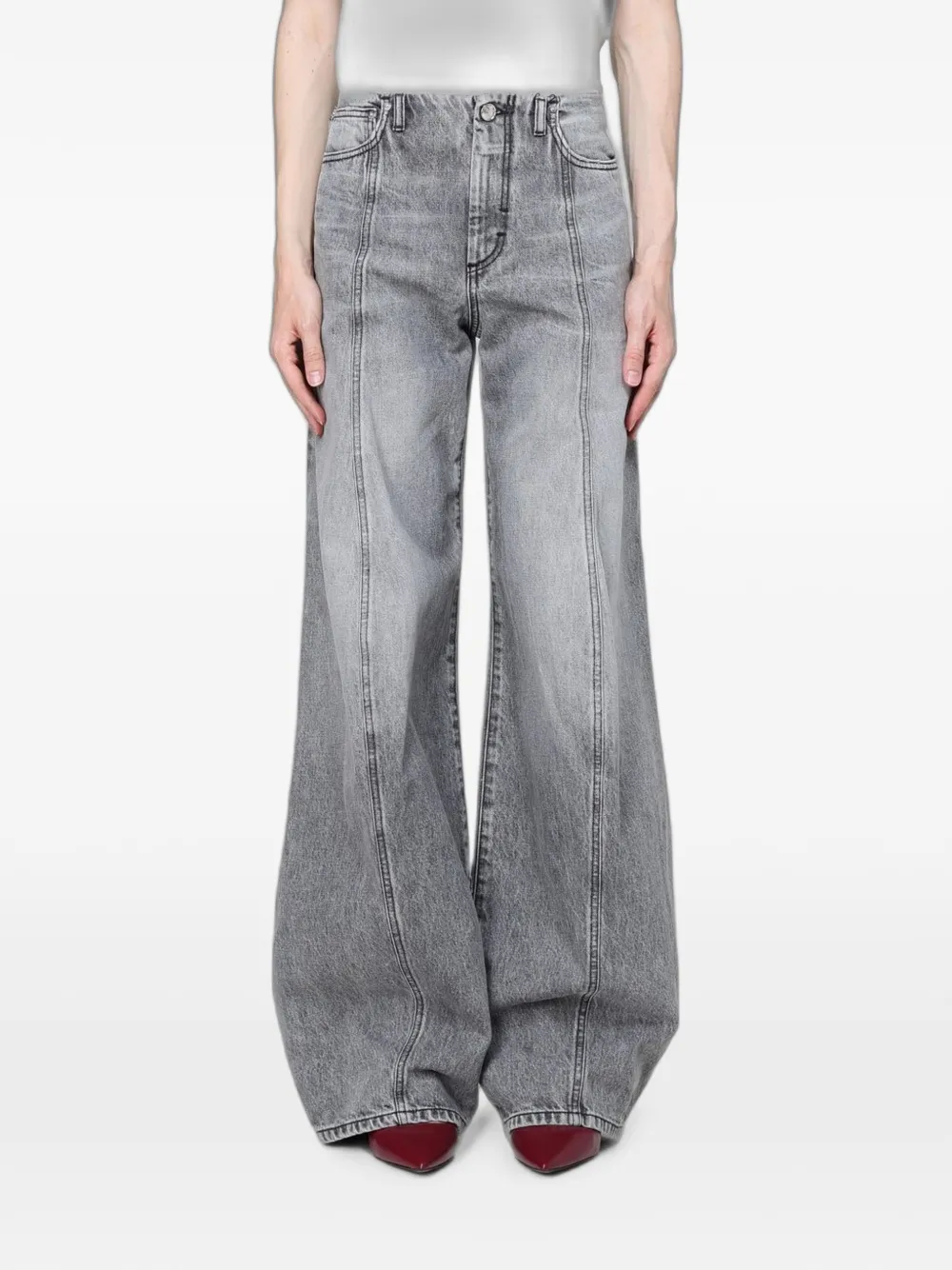 Max Mara Seam-detail Flared Jeans In Gray