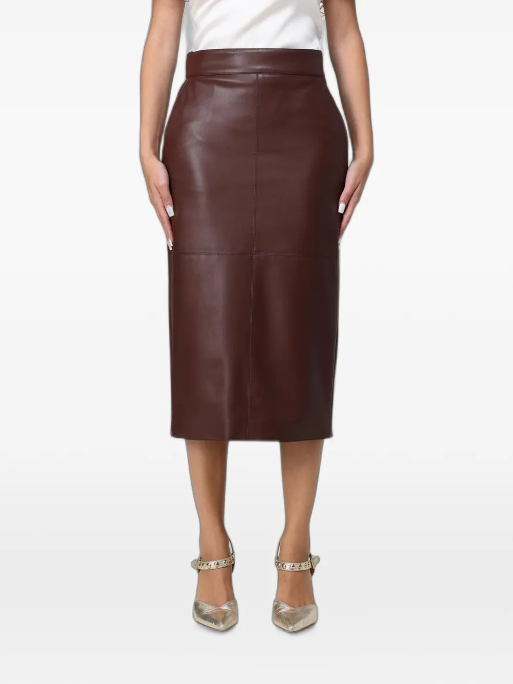 Elisabetta Franchi hook-and-eye pencil midi skirt - Marrone