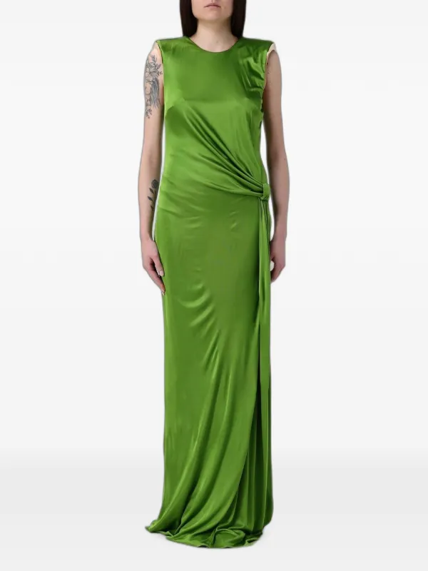 elisabetta franchi green dress Draped open-back | abiti elisabetta franchi
