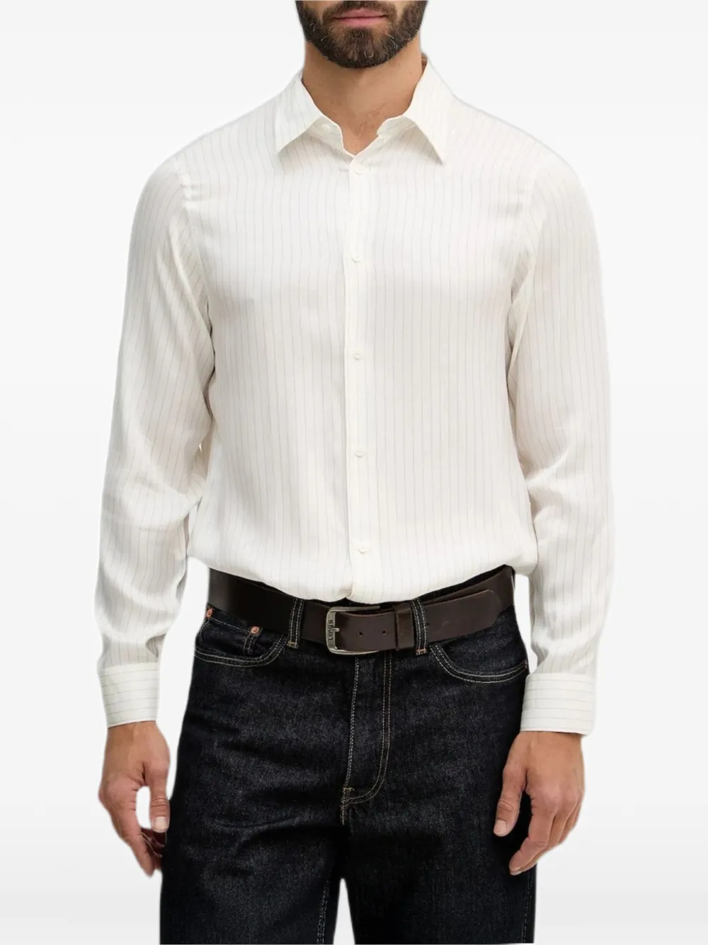 Armani Exchange Overhemd met krijtstreep Wit