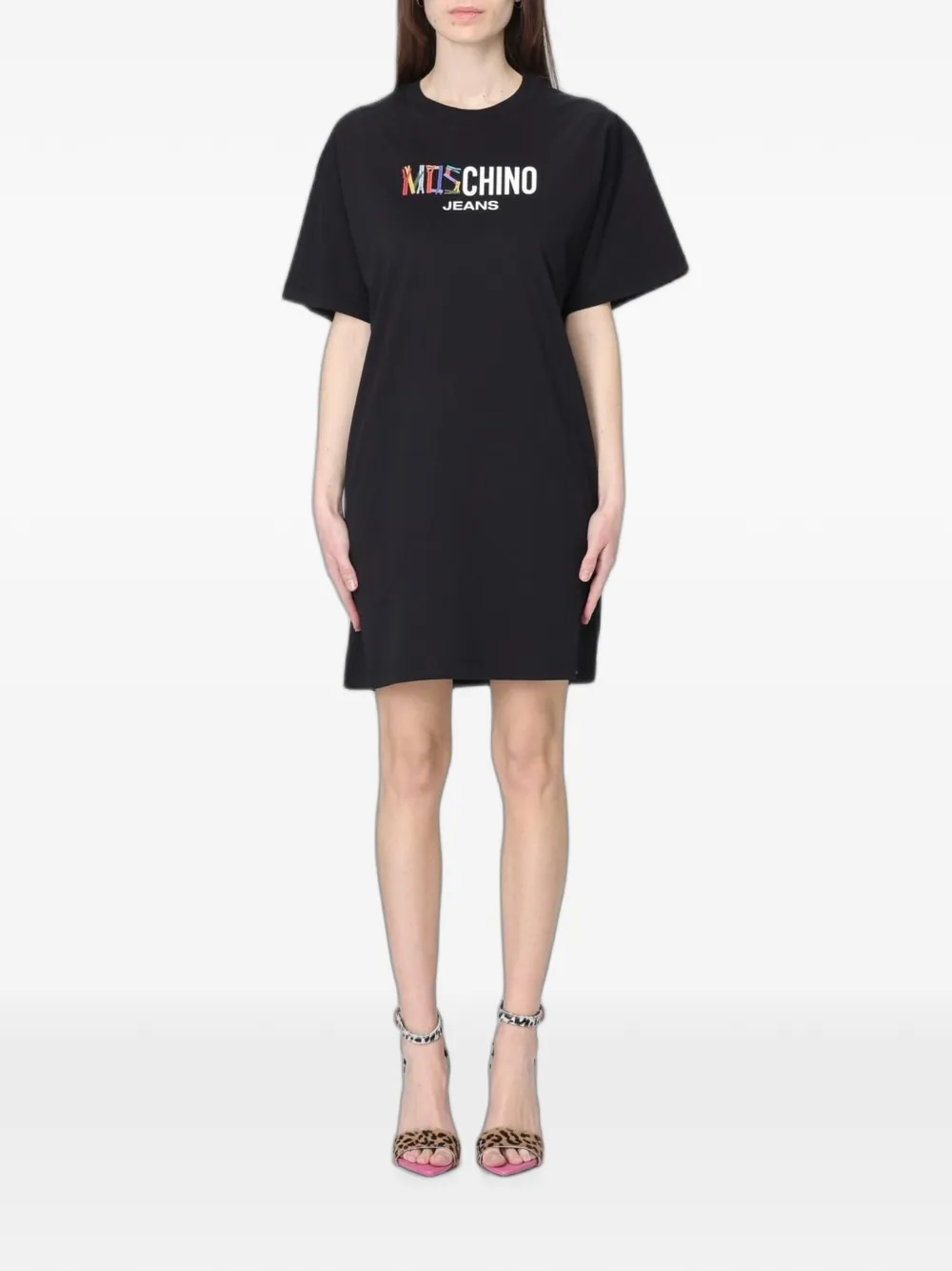 MOSCHINO JEANS logo-print mini T-shirt dress - Nero