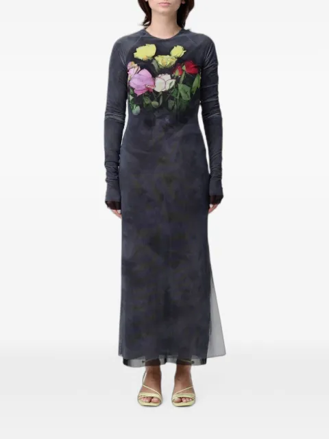MSGM floral-print tulle maxi dress