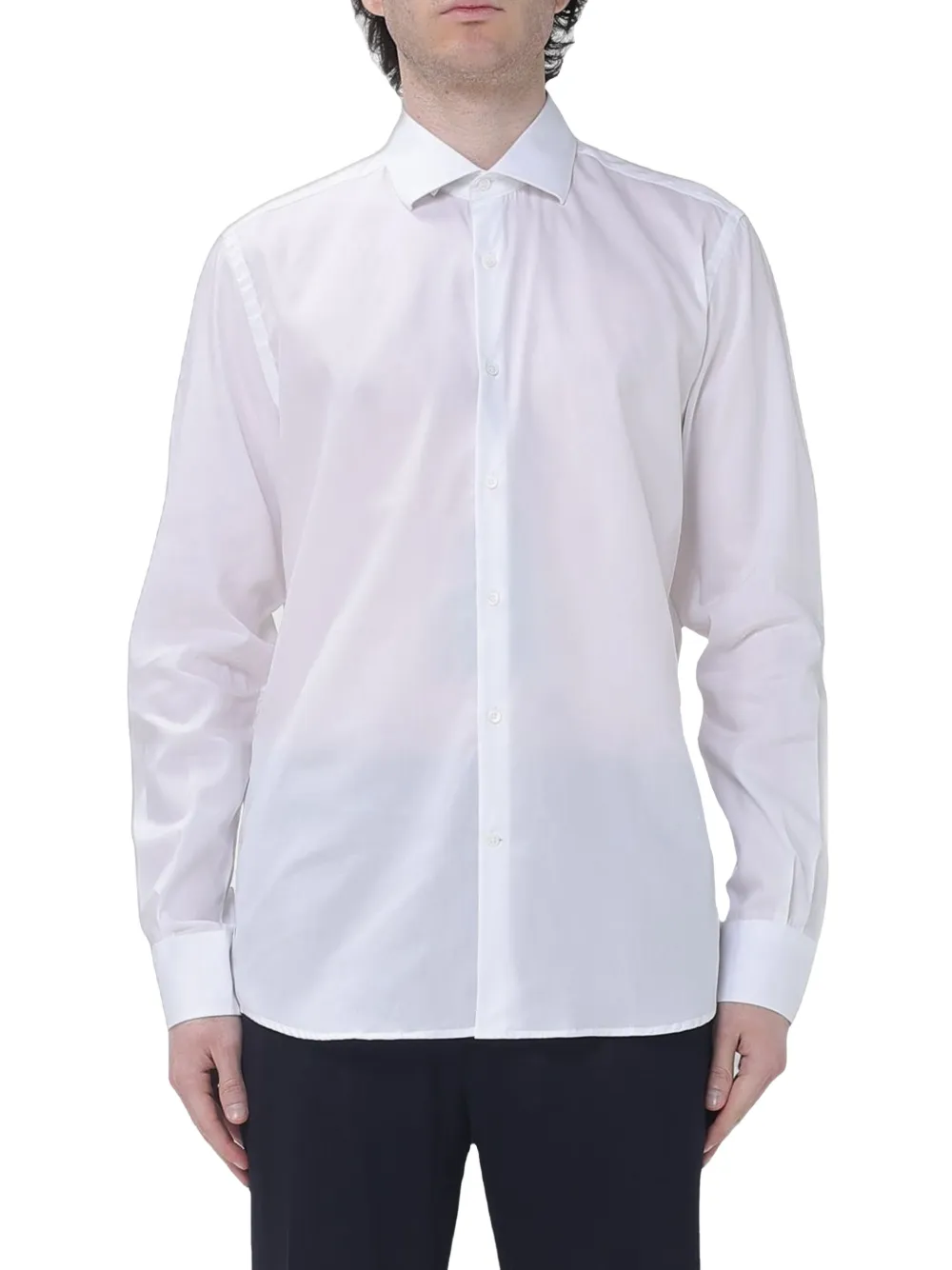 BROOKSFIELD long-sleeve cotton shirt - Bianco