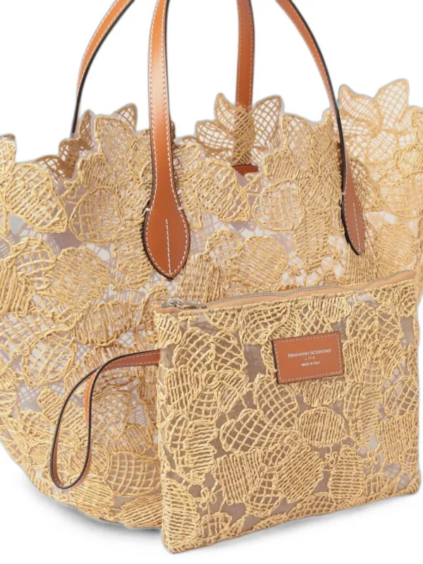 Ermanno Scervino floral-lace Tote Bag | Neutrals | FARFETCH CA