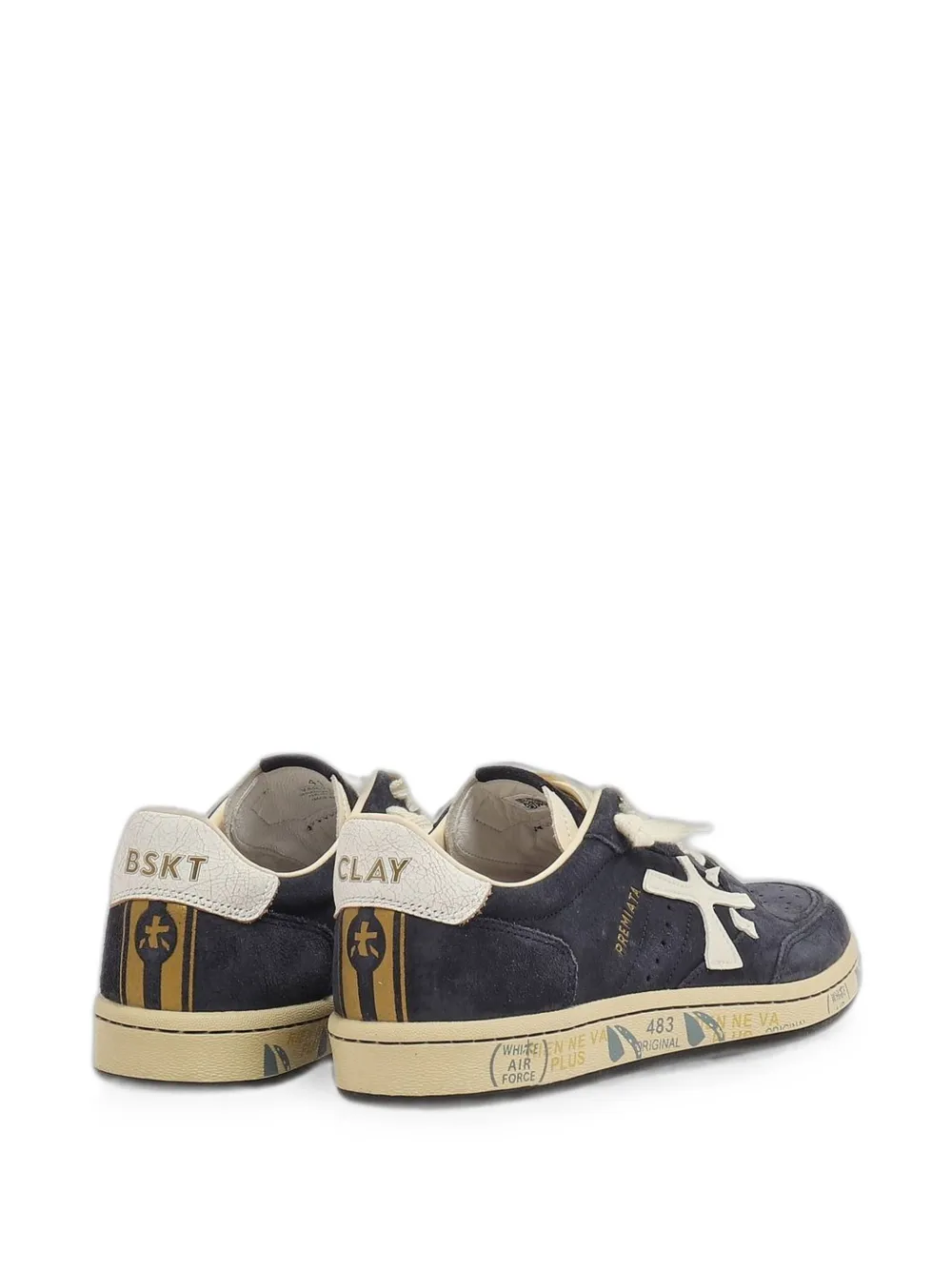 Premiata Bskt Clay logo-patch sneakers Blauw