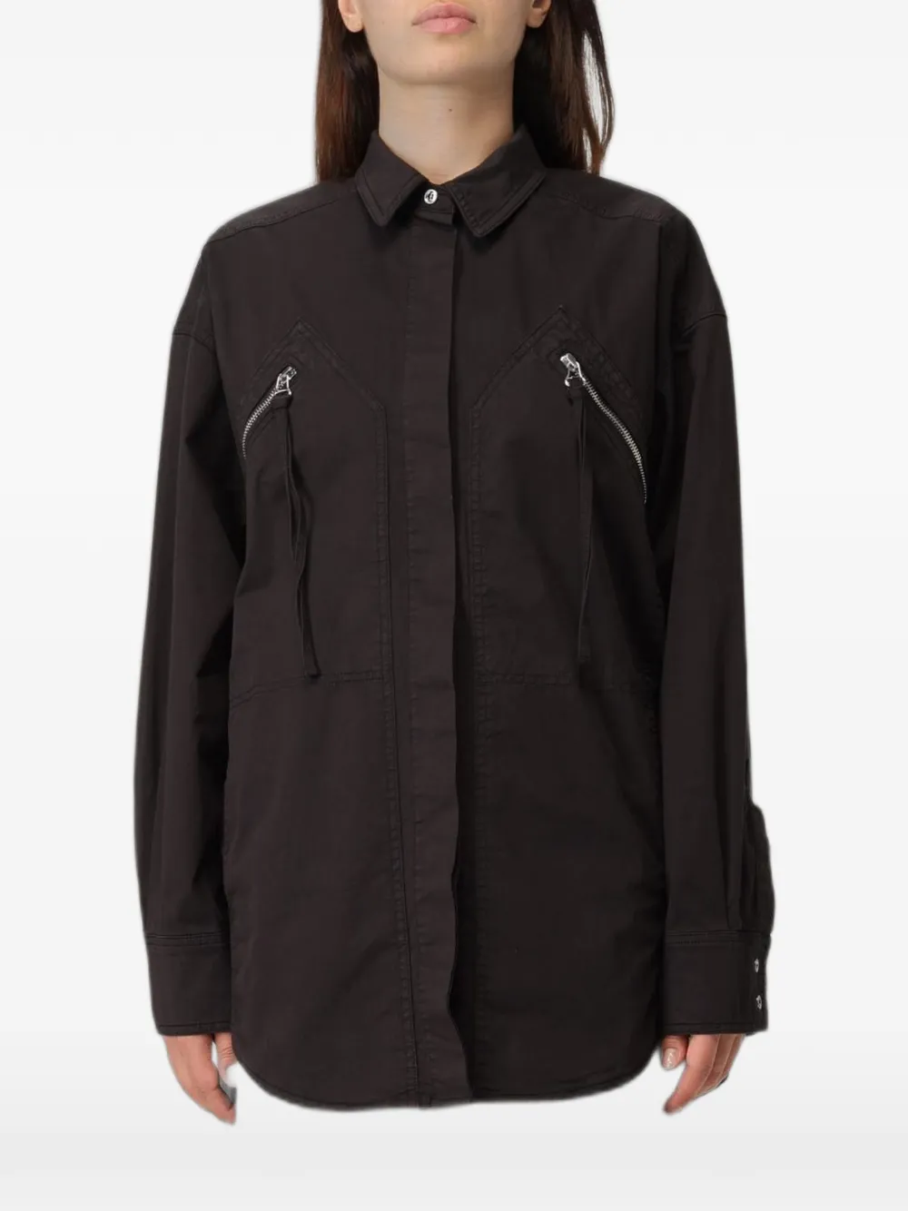 PINKO zip-detail shirt - Brown