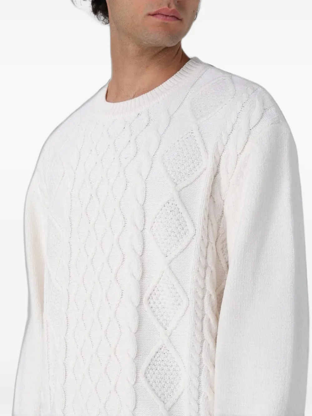 Armani Exchange Kabelgebreide trui Wit