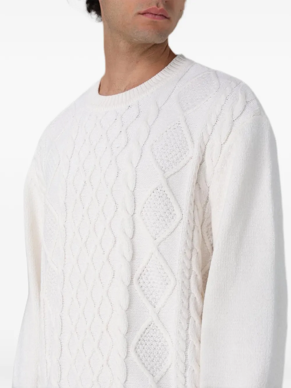 Armani Exchange Kabelgebreide trui Wit