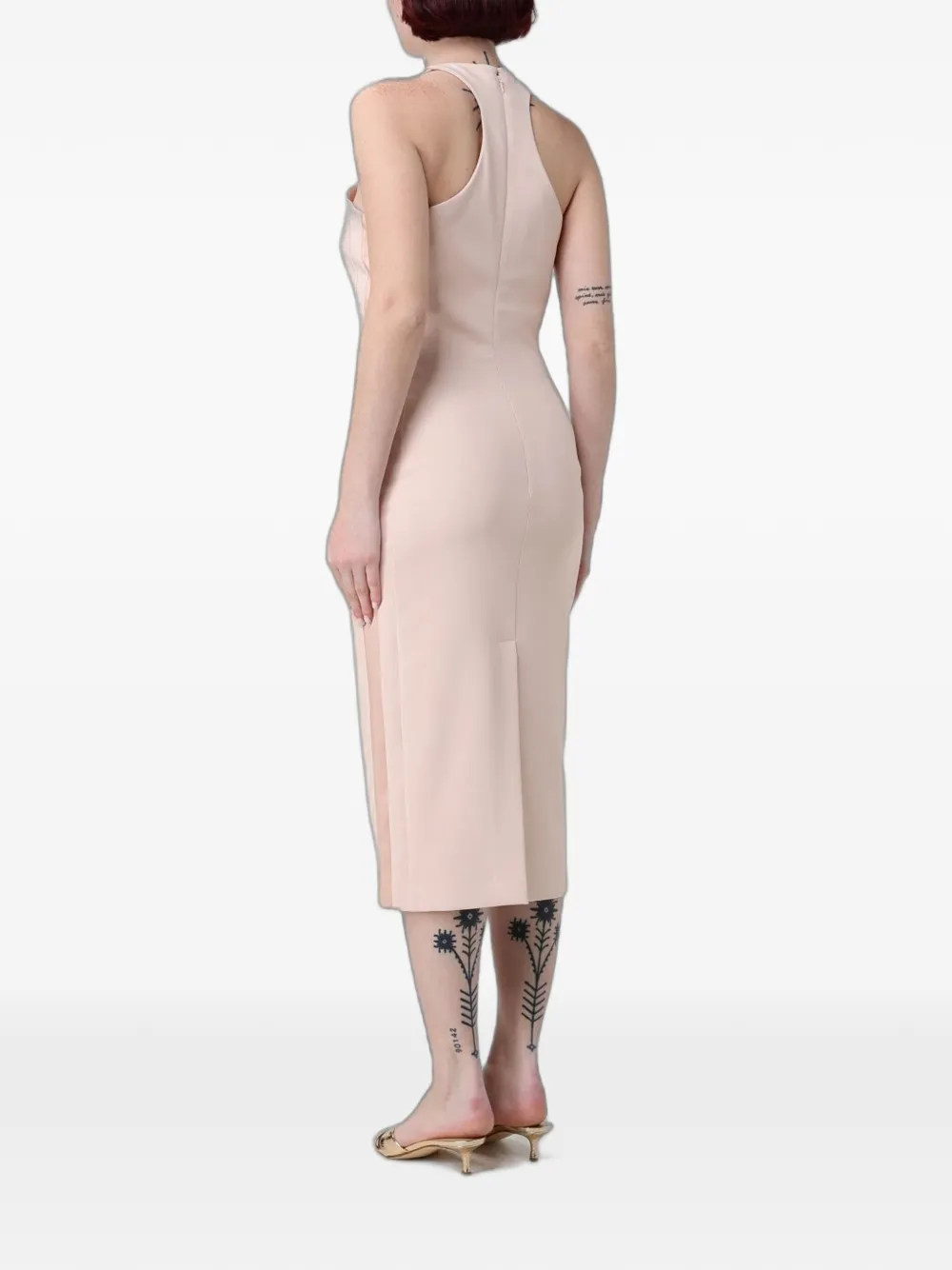 Elisabetta Franchi Crêpe jurk met halternek Beige
