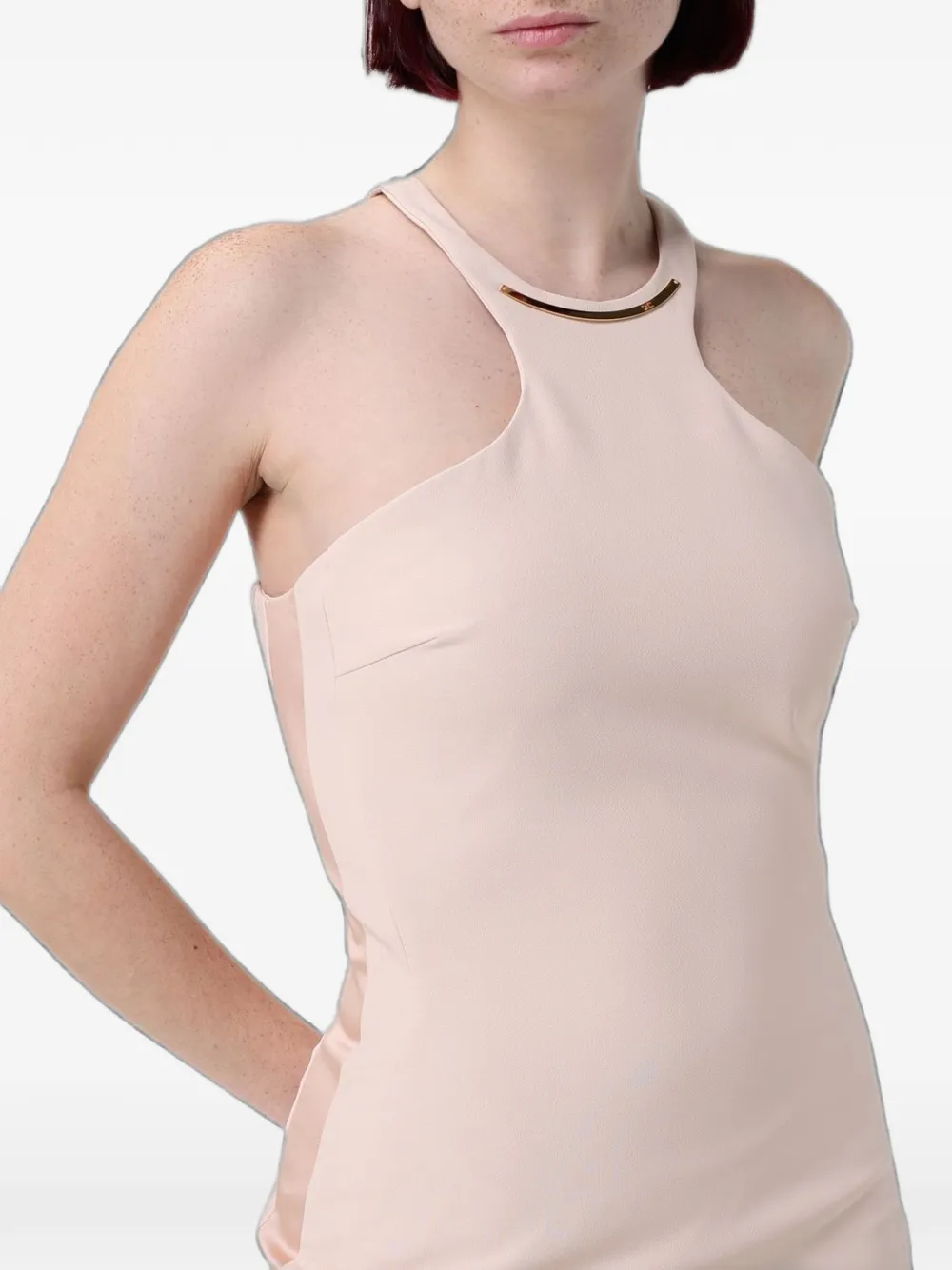Elisabetta Franchi Crêpe jurk met halternek Beige