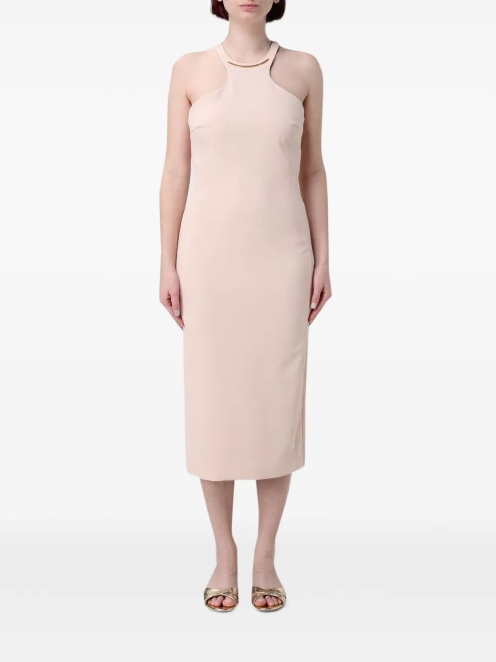 Elisabetta Franchi halterneck crêpe dress - Toni neutri