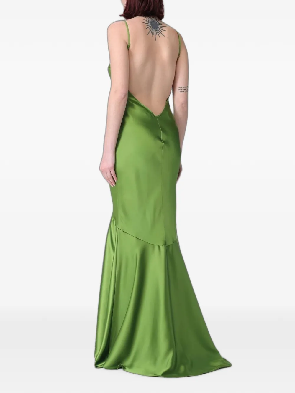 Elisabetta Franchi Red Carpet satijnen maxi-jurk met open rug Groen