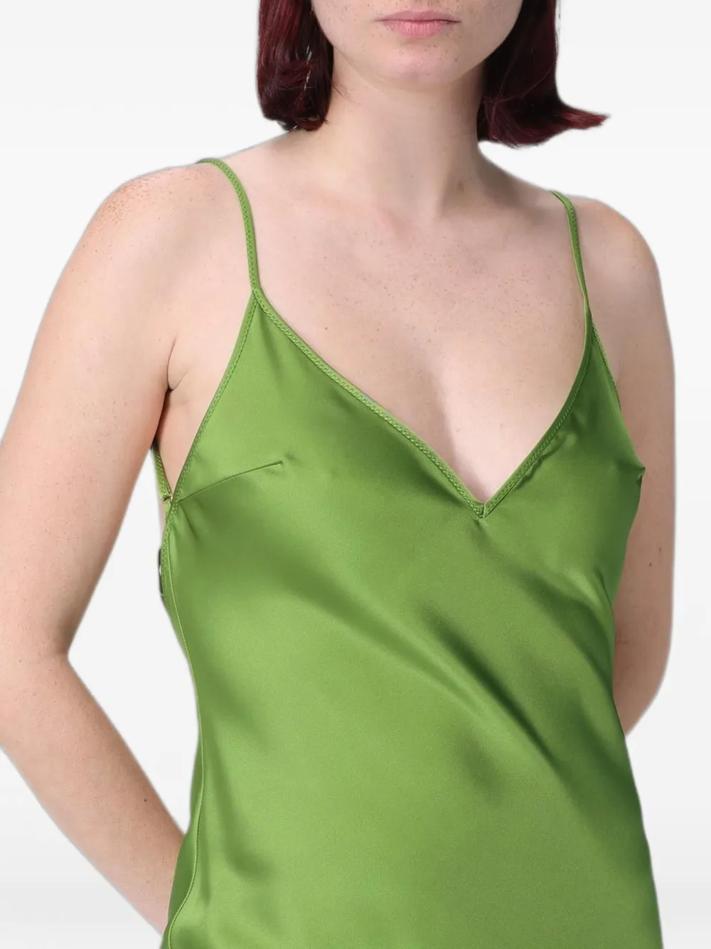 Elisabetta Franchi Red Carpet satijnen maxi-jurk met open rug Groen