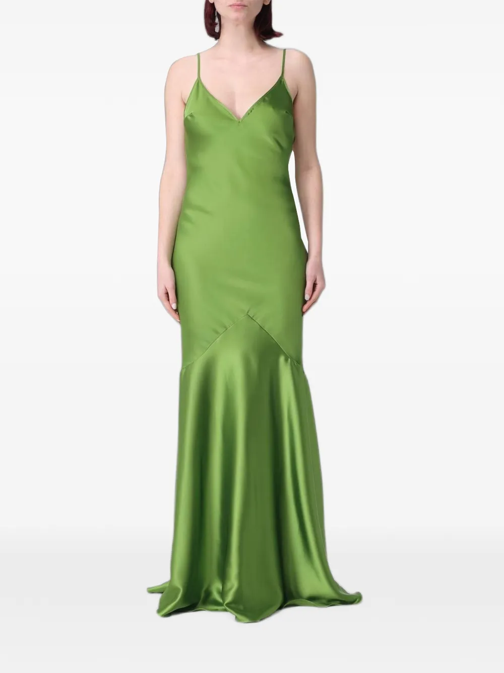 Elisabetta Franchi satin open-back maxi dress - Verde