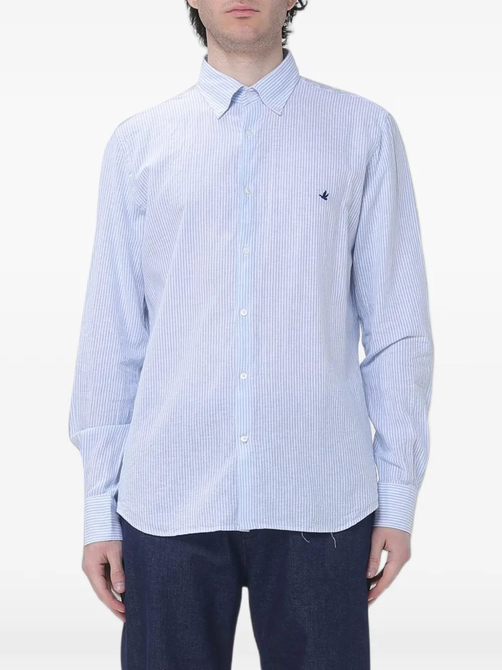 BROOKSFIELD striped linen shirt - Blu