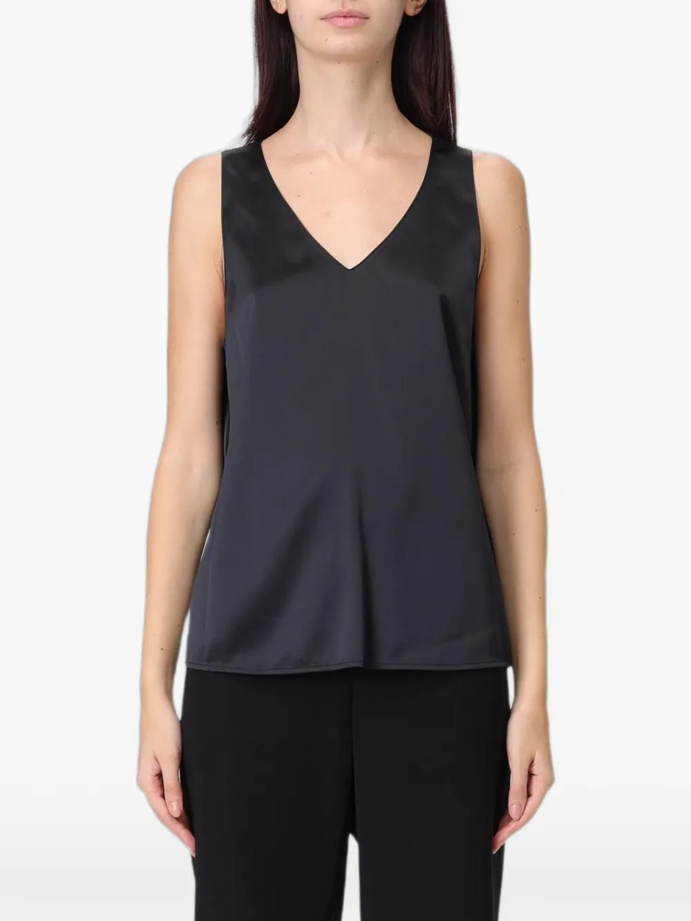 Emporio Armani V-neck satin tank top - Nero