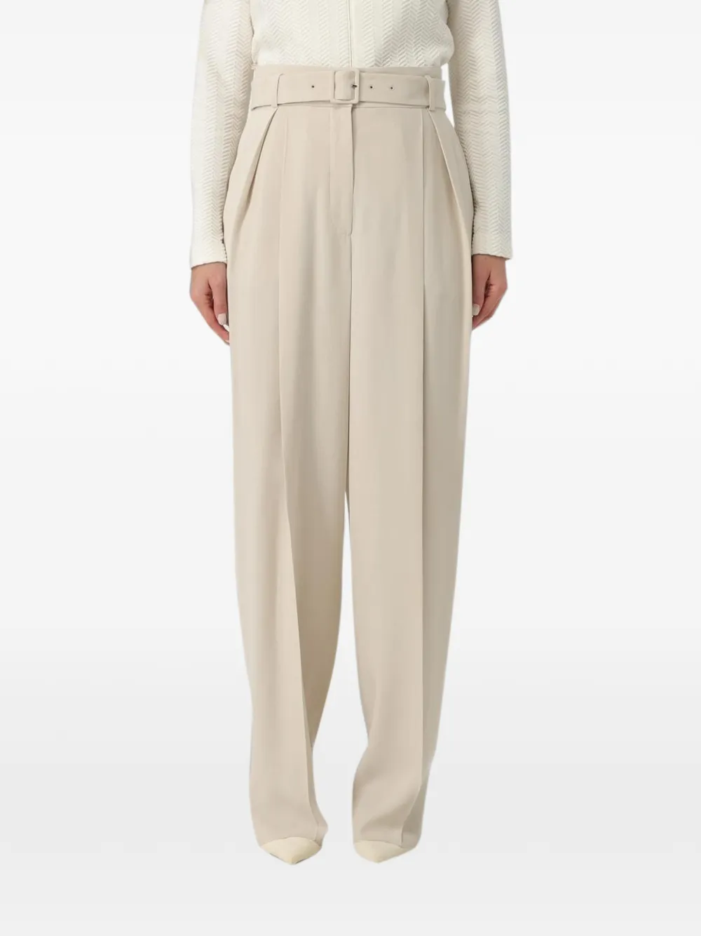 Emporio Armani belted pleated trousers - Toni neutri