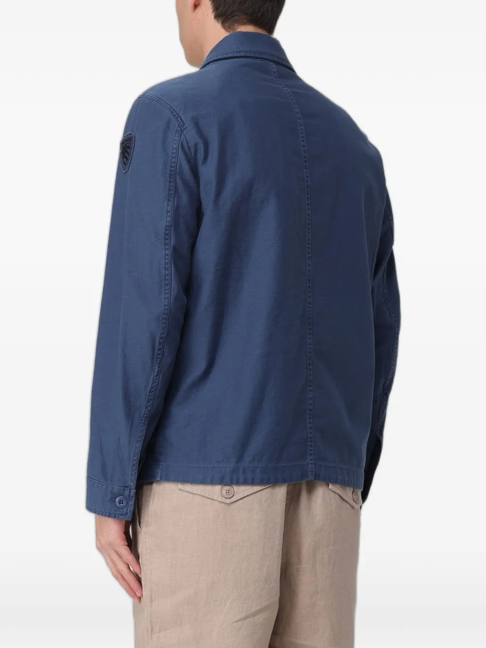 Blauer cotton-canvas jacket Blauw