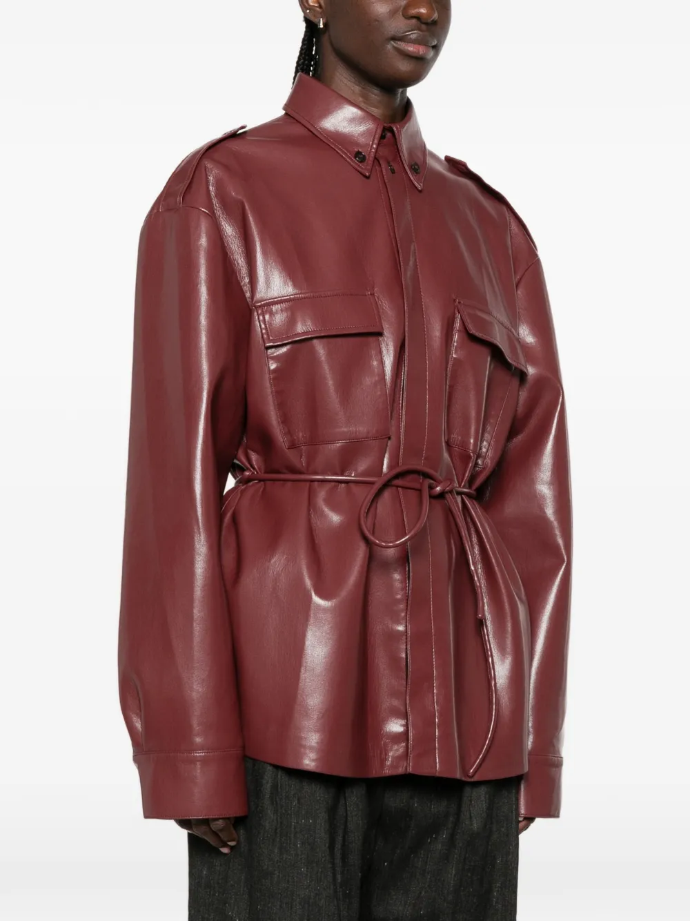 Nanushka Button-down blouse met ceintuur Rood