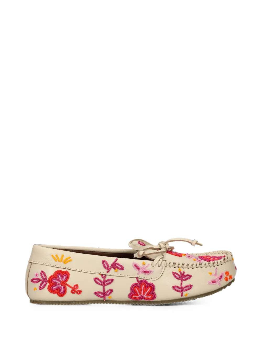 De Siena Shoes Arianna Bead-embellished Leather Loafers In Neutral
