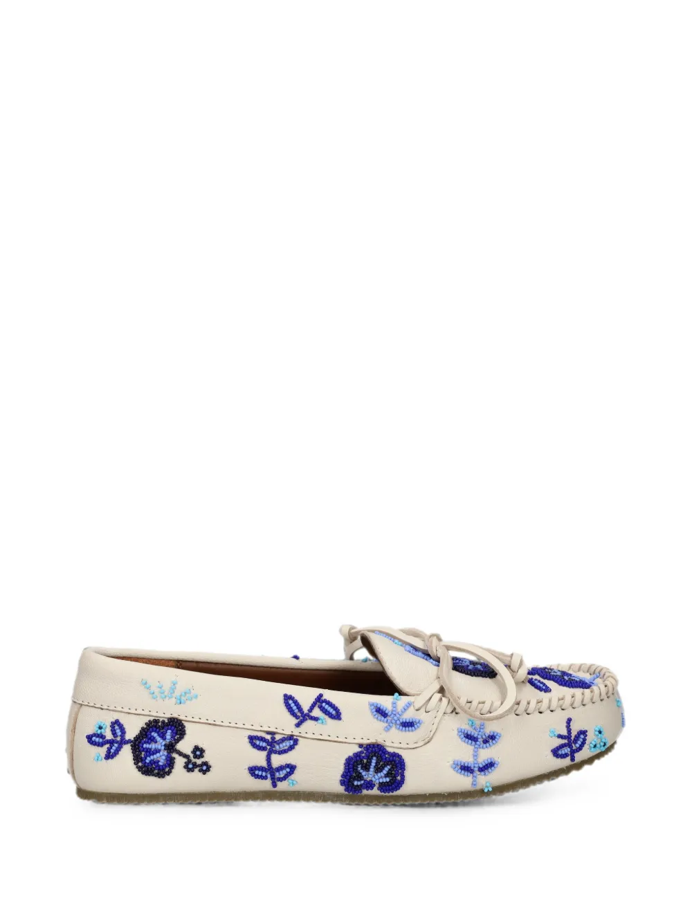 De Siena Shoes Arianna Bead-embellished Floral Loafers In Neutral