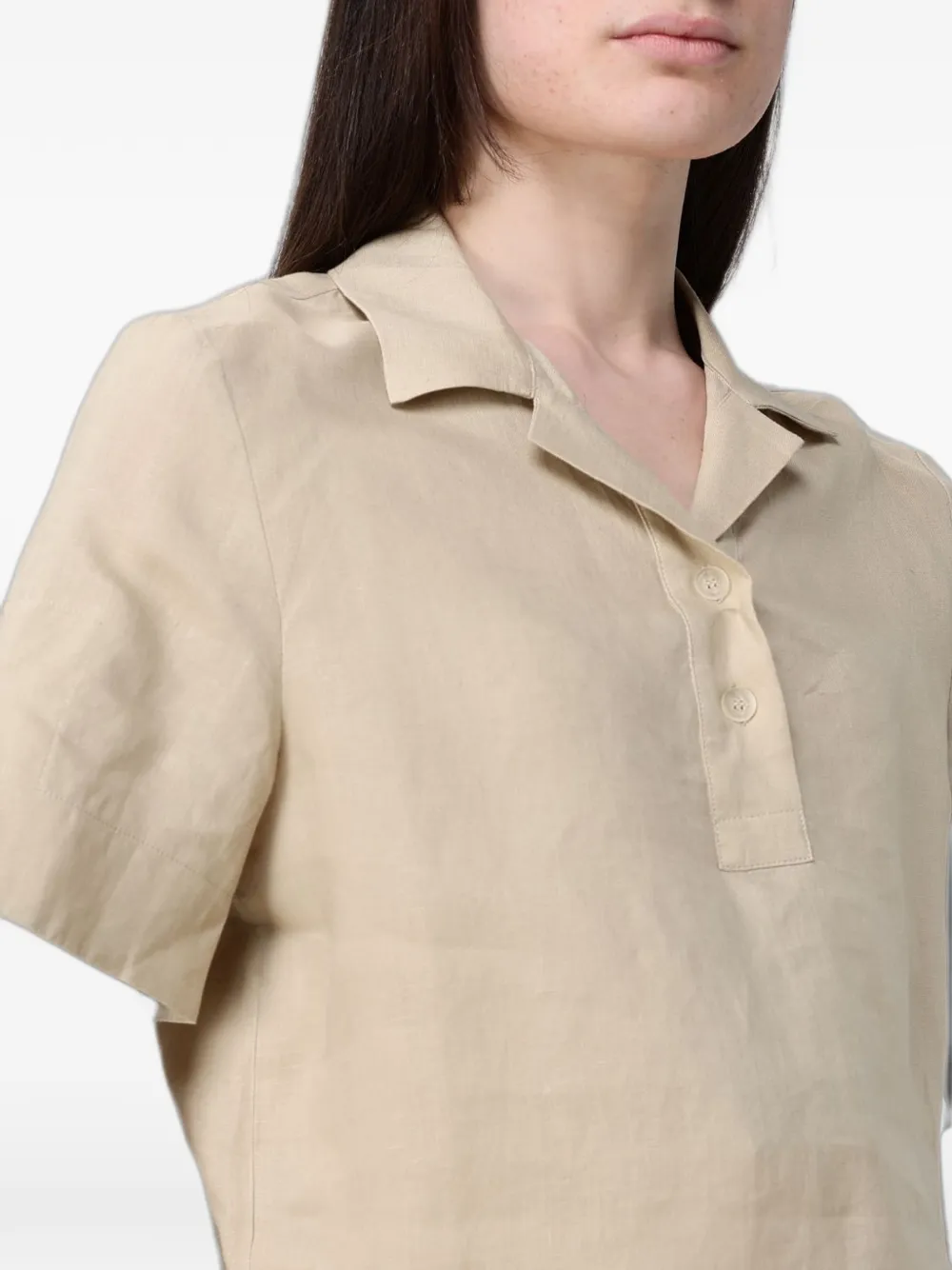 Colmar Linnen overhemd met korte mouwen Beige