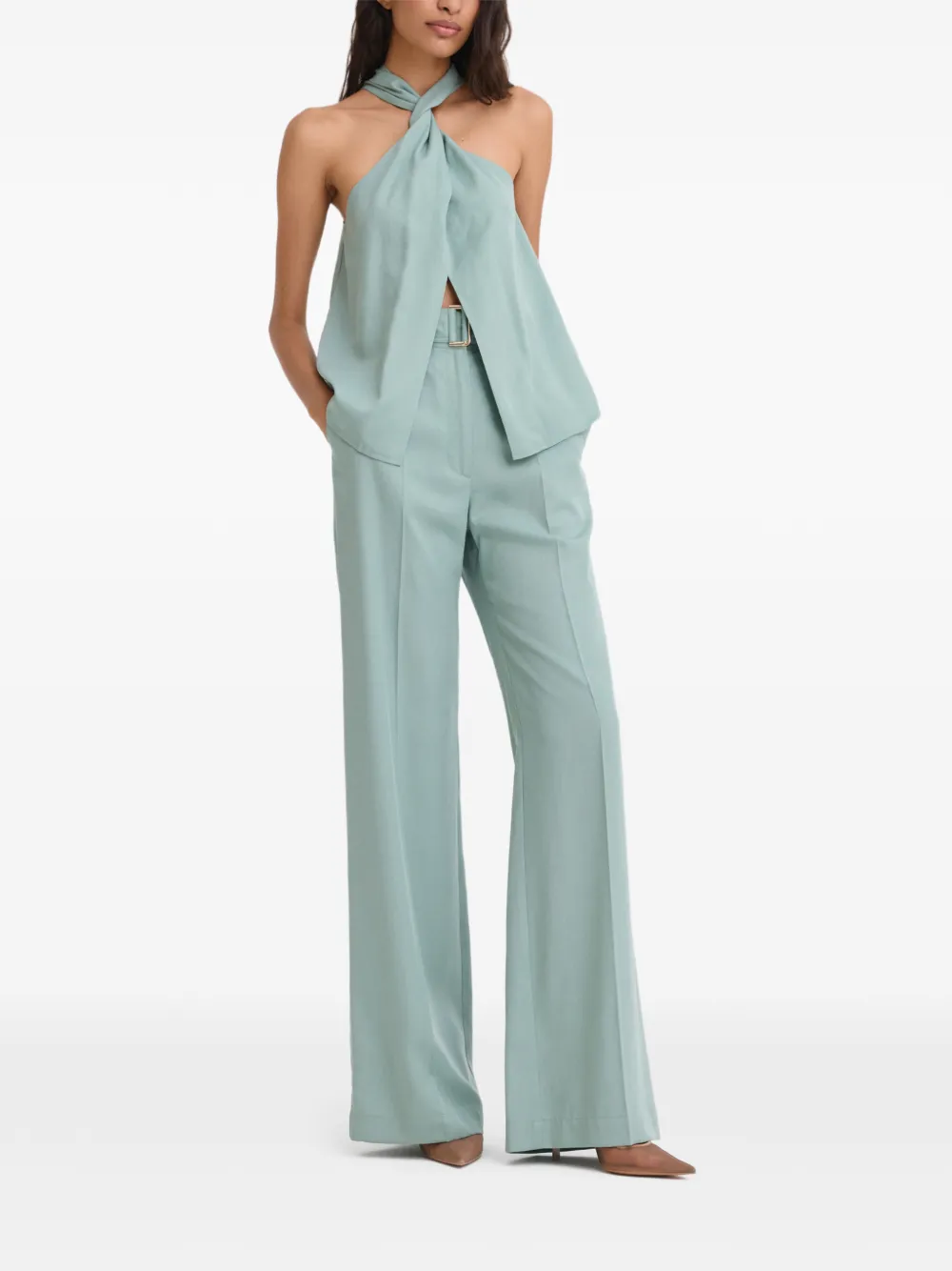 Matthew Bruch belted wide-leg trousers - Verde