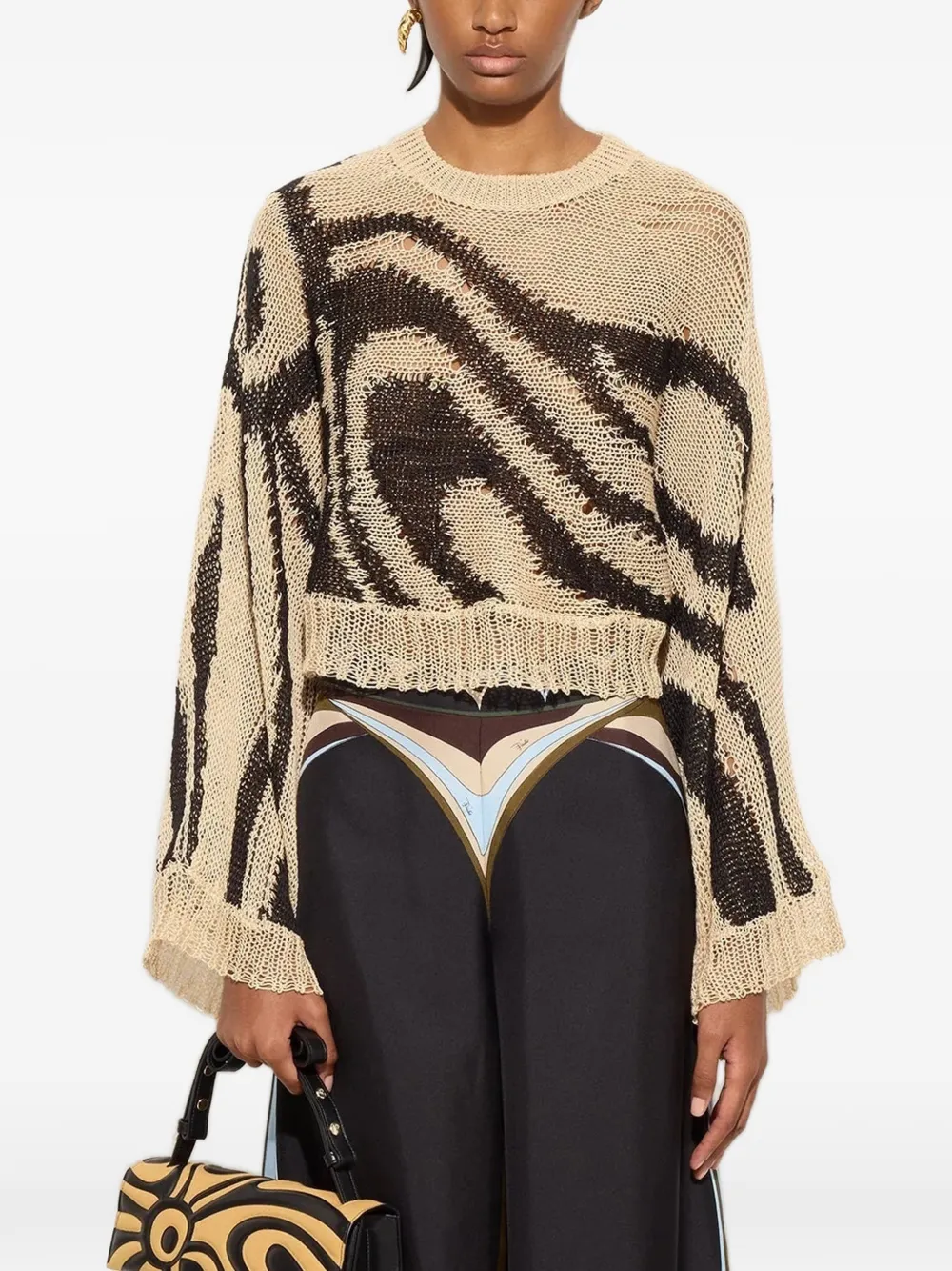 Pucci Marmo-print Open-knit Sweater In Multi