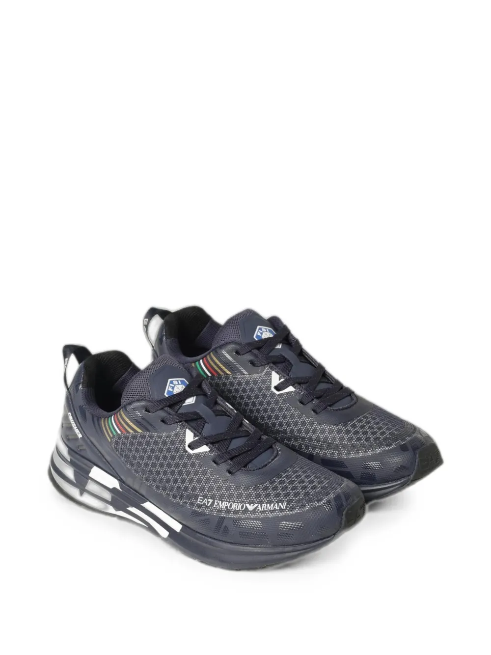Ea7 Emporio Armani logo-print low-top sneakers Blauw