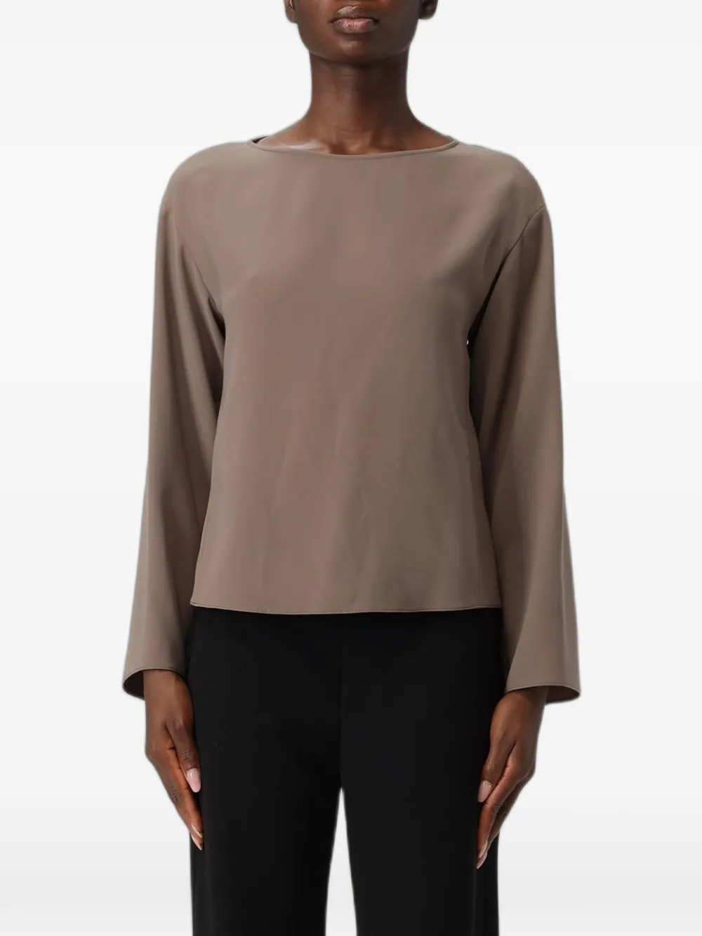 Emporio Armani flared-hem crepe-texture blouse - Toni neutri