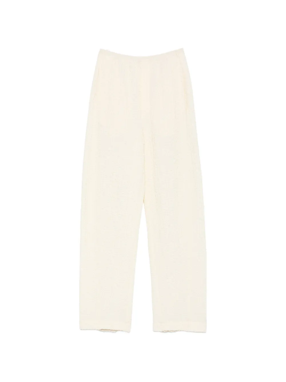 Nanushka Broek met wijde pijpen en seersucker-effect Beige