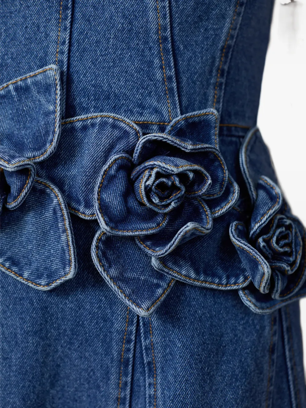 Aknvas Eryn floral-appliqué Denim Midi Dress | Blue