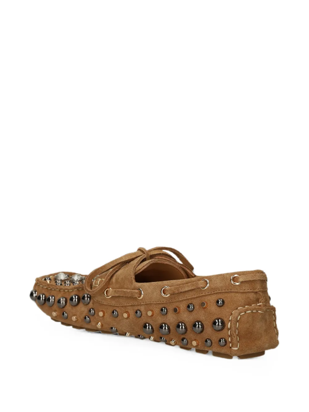 strategia shoes Santorini leren loafers verfraaid met studs Beige