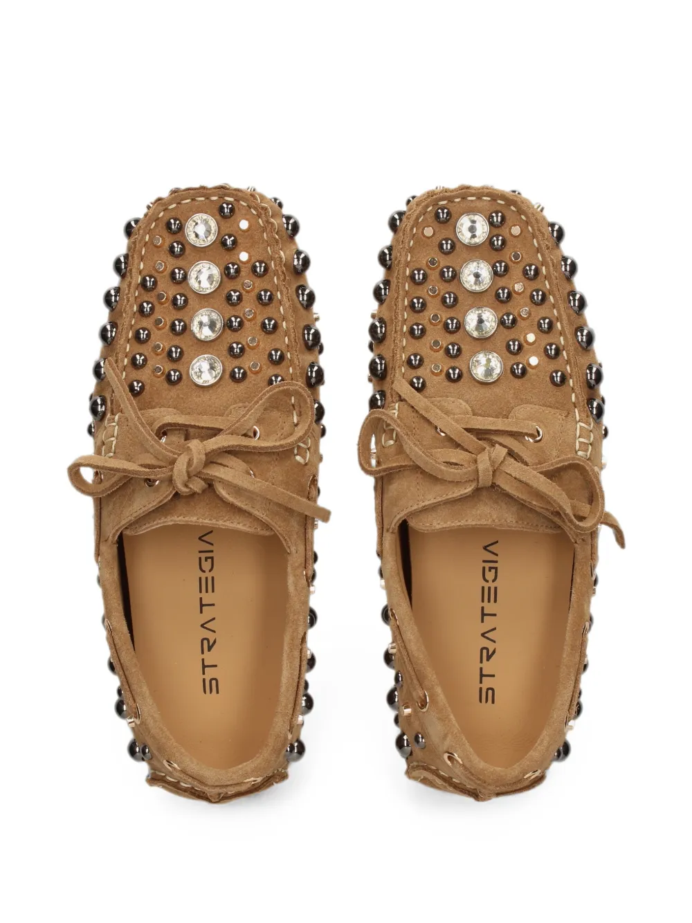 strategia shoes Santorini leren loafers verfraaid met studs Beige