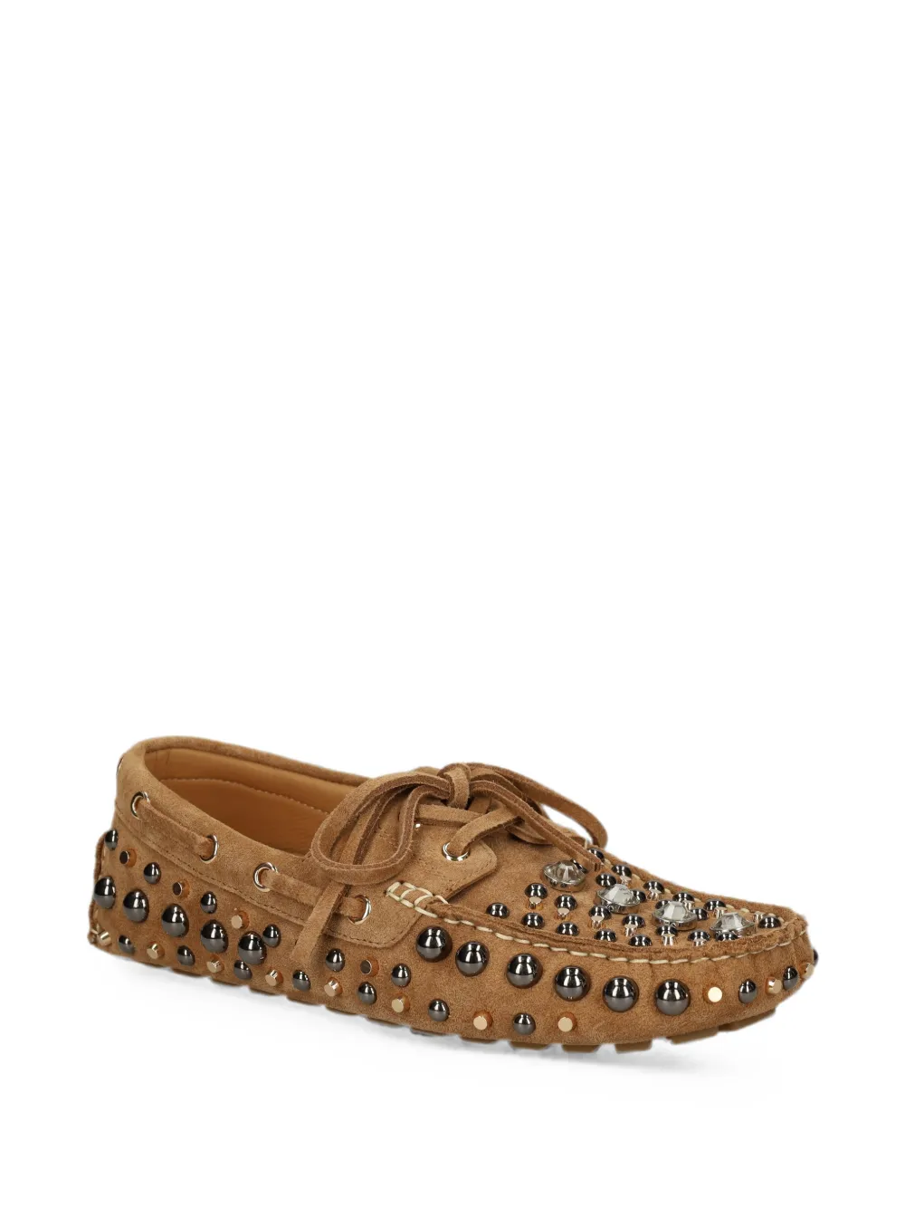 strategia shoes Santorini leren loafers verfraaid met studs Beige