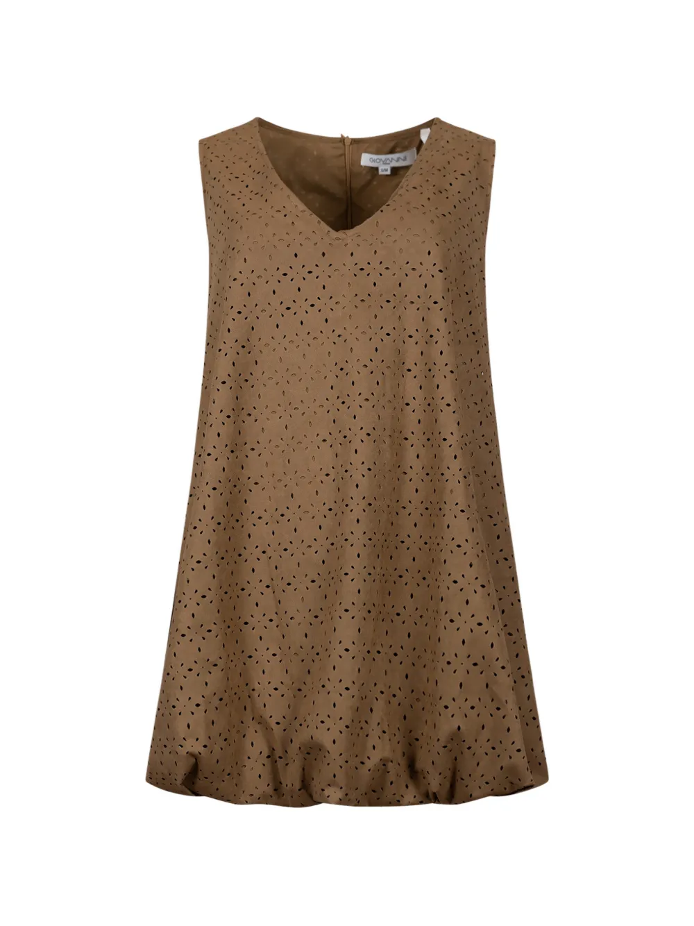 Giovanni Paris broderie anglaise bubble-hem dress - Marrone