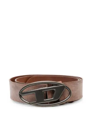 ！*！様 DIESEL ブラウンレザーベルト オーバルバックル Diesel Oval D レザーベルト | ブラウン | FARFETCH JP