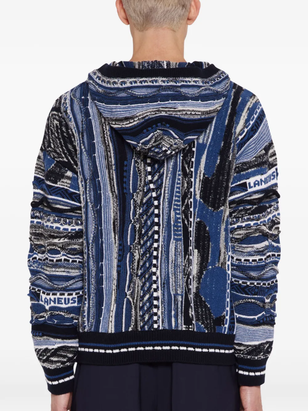 Laneus Boxy hoodie met jacquard Blauw