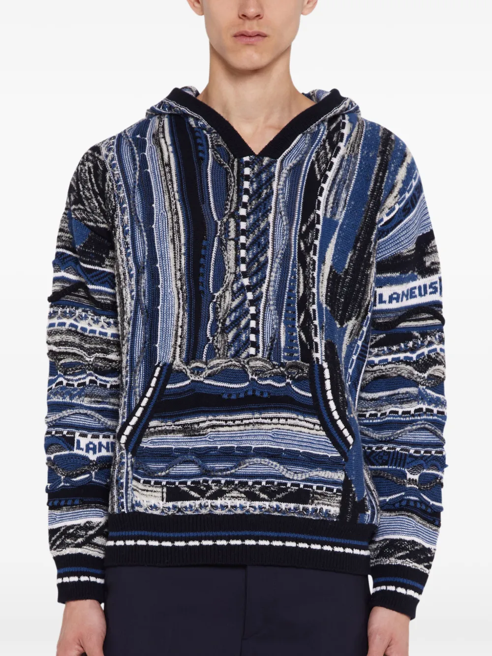 Laneus Boxy hoodie met jacquard Blauw