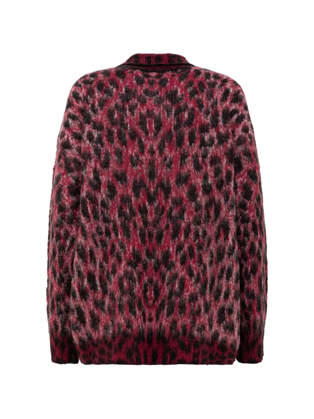 Laneus leopard-print brushed-knit polo shirt Rood