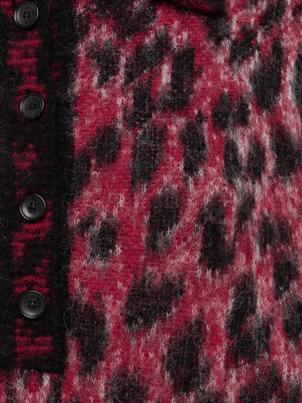 Laneus leopard-print brushed-knit polo shirt Rood