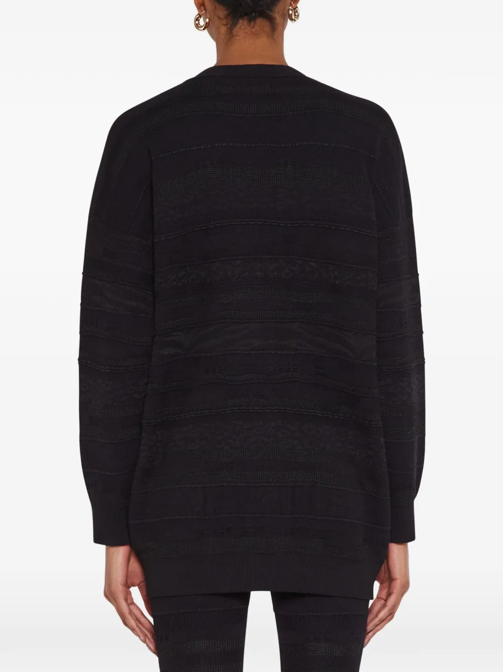 Laneus Vest met V-hals en jacquard Zwart