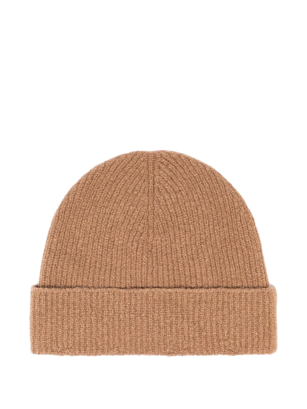 Laneus Ribgebreide muts met geborduurd logo Beige