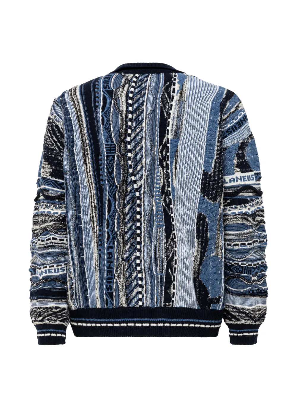 Laneus jacquard-knit boxy cardigan Blauw