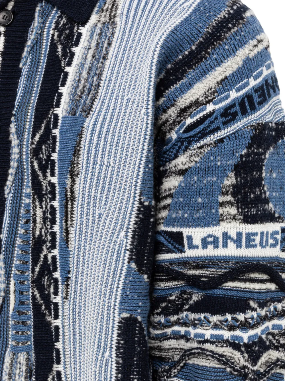 Laneus jacquard-knit boxy cardigan Blauw