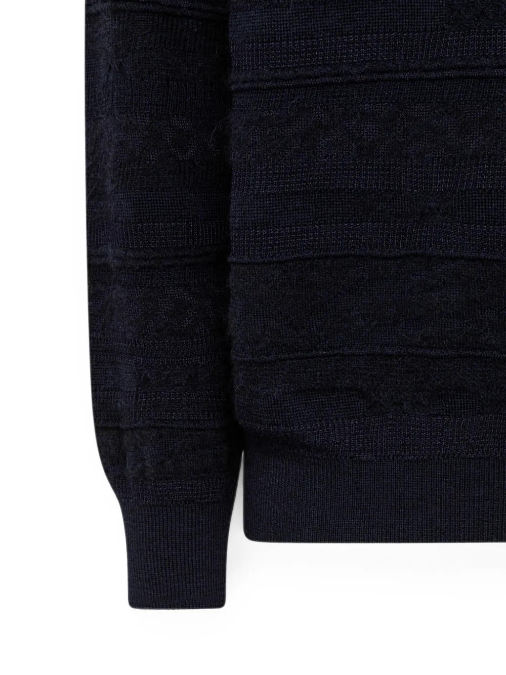 Laneus Trui met ronde hals en jacquard Blauw